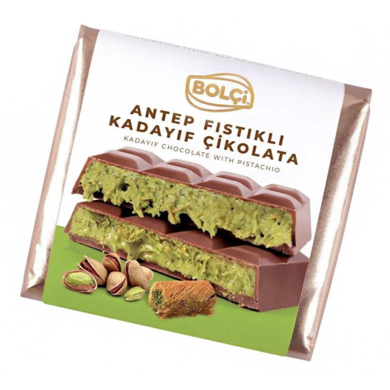 ШОКОЛАД ДУБАЙСЬКИЙ З КАДАЇФОМ ТА ФІСТАШКОЮ BOLÇİ 100Г
