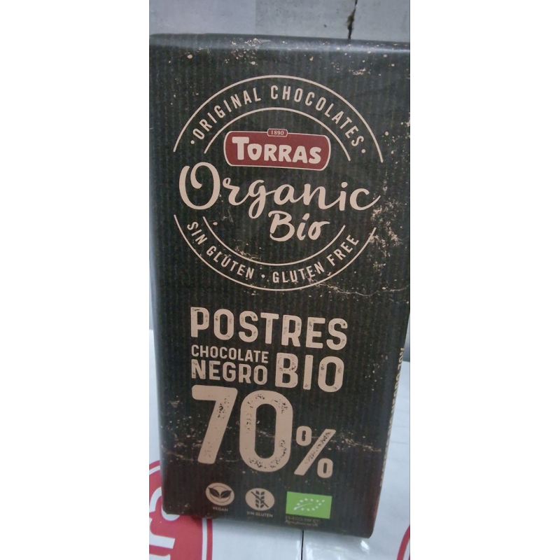 Шоколад чорний без глютена 70% какао Torras Bio organic 200г (Іспанія)